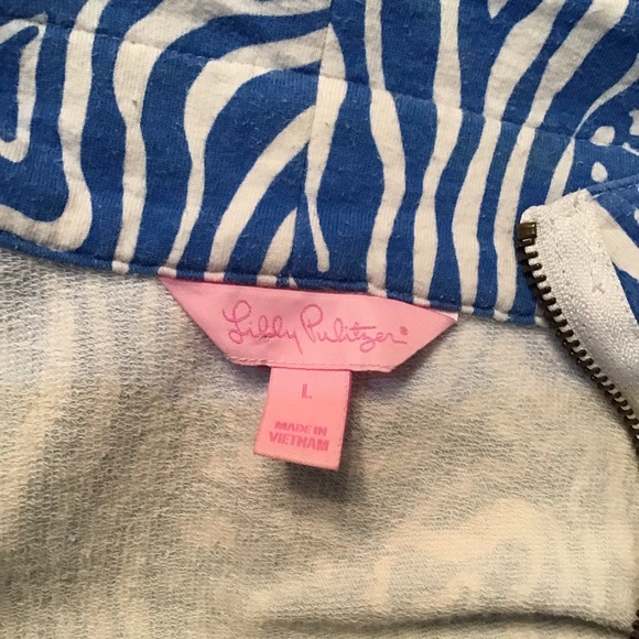 Lilly Pulitzer Skipper UPF 50+ Popover 1/2 Zip Jacket Blue/White Pattern - Picture 4 of 7